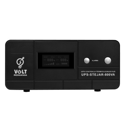 UPS centrala termica undă sinusoidală pura, funcție de Stabilizare, 800VA 500W, acumulator extern pentru backup indelungat