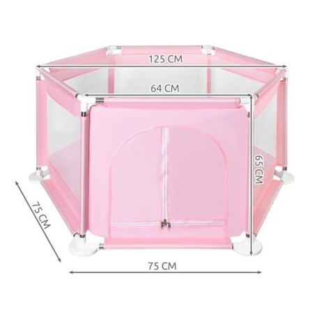 Tarc copii, Spatiu De Joaca, otel inoxidabil / textil roz deschis 125x110x65cm