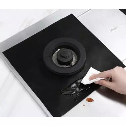 Set 4 bucati folie din teflon pentru aragaz sau plita, reutilizabile, 27 x 27 cm, negru. Ruhy 19176