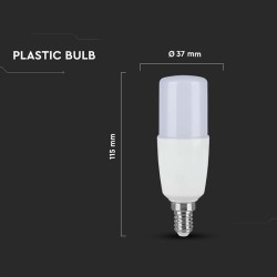 Bec LED - 9W E14 T37 Plastic Alb cald