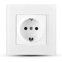 Priza Simpla 16a Cu Rama Din Sticla , Alb