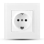 Priza Simpla 16a Cu Rama Din Sticla , Alb
