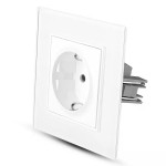 Priza Simpla 16a Cu Rama Din Sticla , Alb