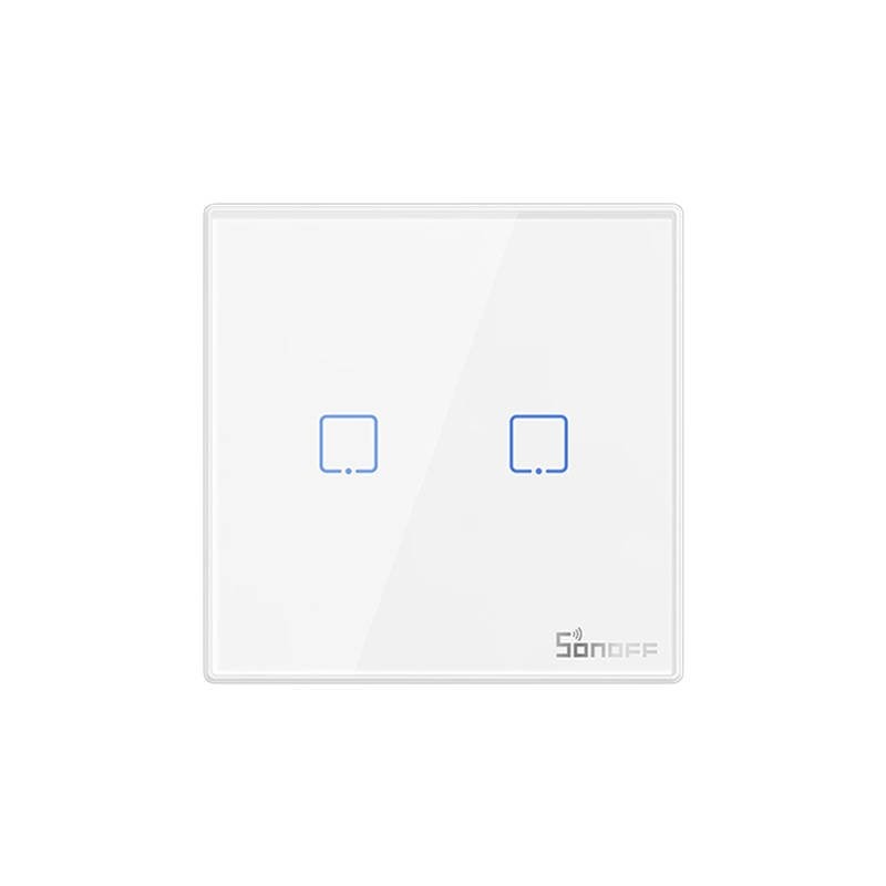 Comutator de perete wireless inteligent Sonoff T2EU2C-RF 433MHz (2 canale)