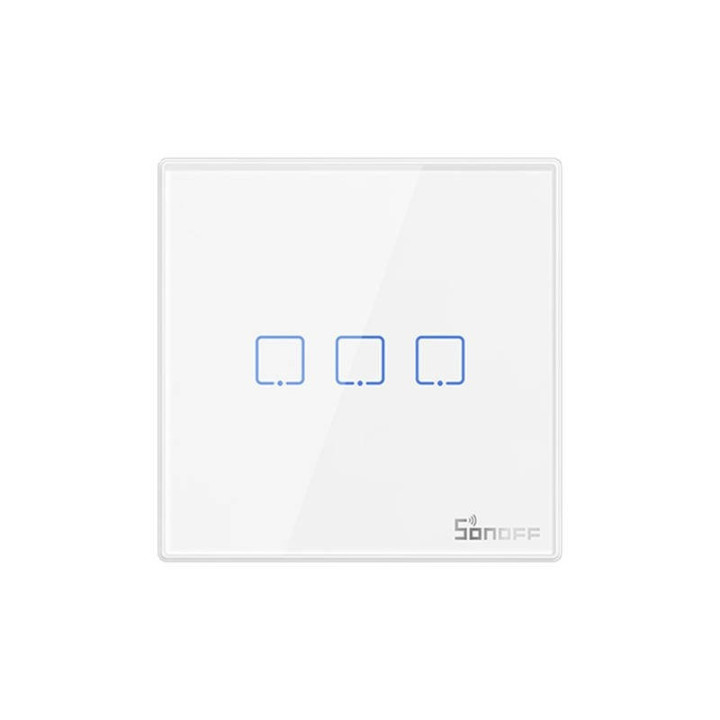 Comutator inteligent de perete wireless Sonoff T2EU3C-RF 433MHz (3 canale)