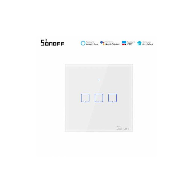 SONOFF T0EU3C-TX – ÎNTRERUPĂTOR TOUCH TRIPLU CU CONTROL WIFI