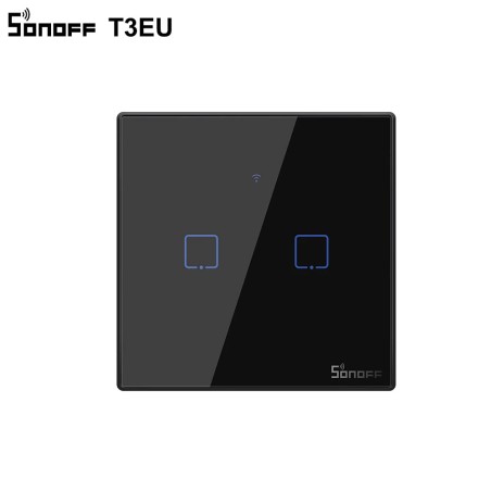Sonoff T3EU2C-TX – Întrerupător Touch dublu cu control WiFi și RF