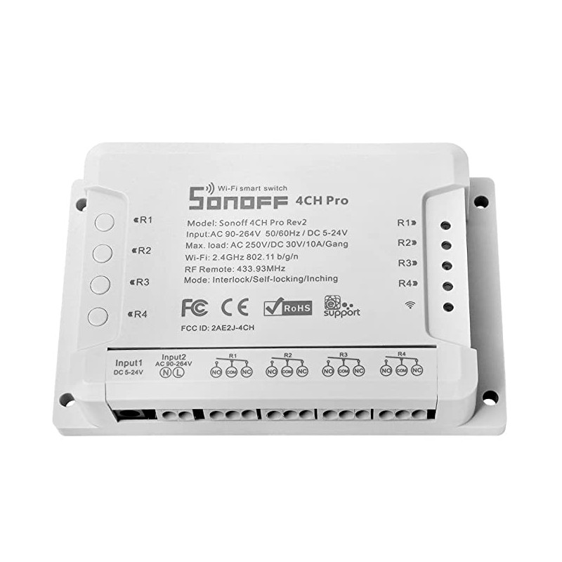 Smart switch WiFi + RF 433 Sonoff 4CH Pro R2 4-channels Sonoff 4CH PRO R2 – switch/ releu inteligent 4 canale WiFi și RF