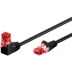 Cablu U/UTP Goobay, cat6, patch cord, cotit la 90°, 10m, negru/rosu