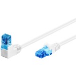 Cablu U/UTP Goobay, cat6, patch cord, cotit la 90°, 10m, alb/albastru