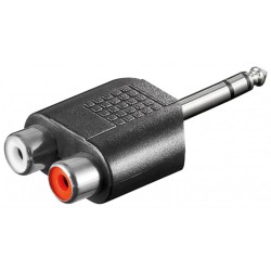 Adaptor jack stereo 6.35mm tata - 2x RCA mama, set 10 bucati, Goobay
