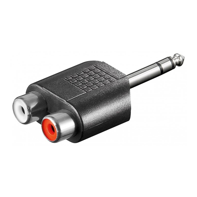 Adaptor jack stereo 6.35mm tata - 2x RCA mama, set 10 bucati, Goobay