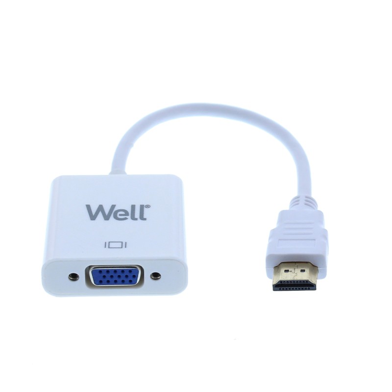 Adaptor HDMI tata la VGA mama, 0.2m, alb, Well