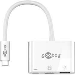 Adaptor multiport USB-C la USB-C, HDMI, USB A 3.0 0.15m alb, Goobay