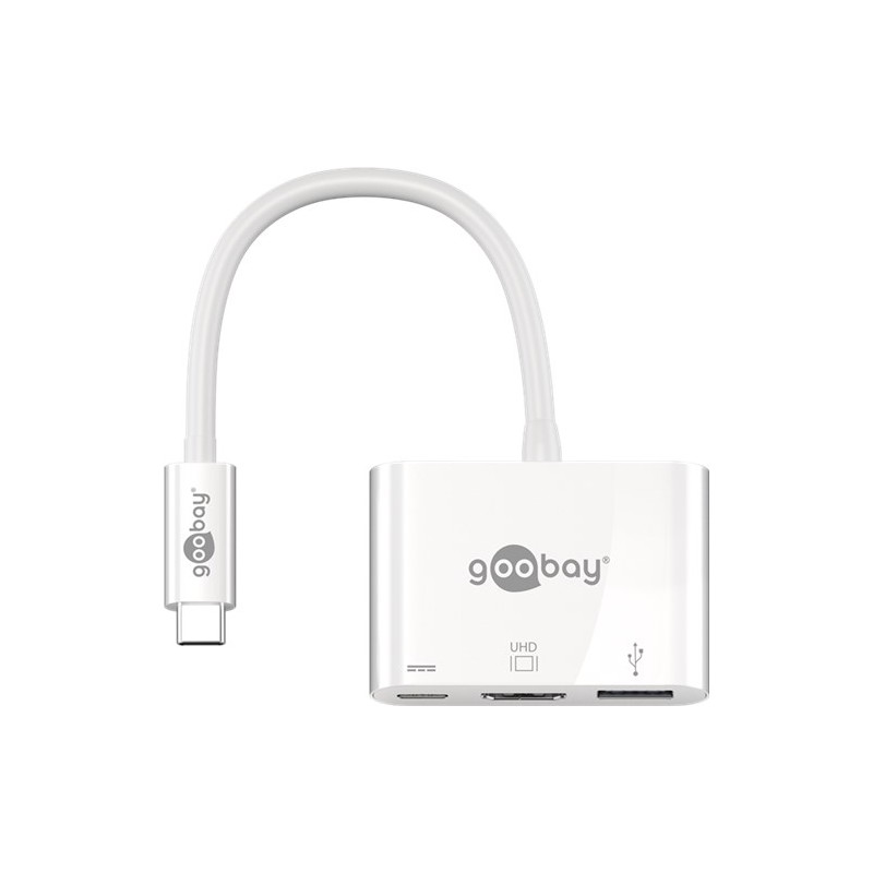 Adaptor multiport USB-C la USB-C, HDMI, USB A 3.0 0.15m alb, Goobay