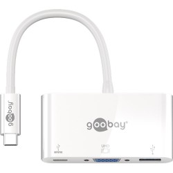 Adaptor multiport USB-C la VGA, USB A 3.0 0.15m alb, Goobay