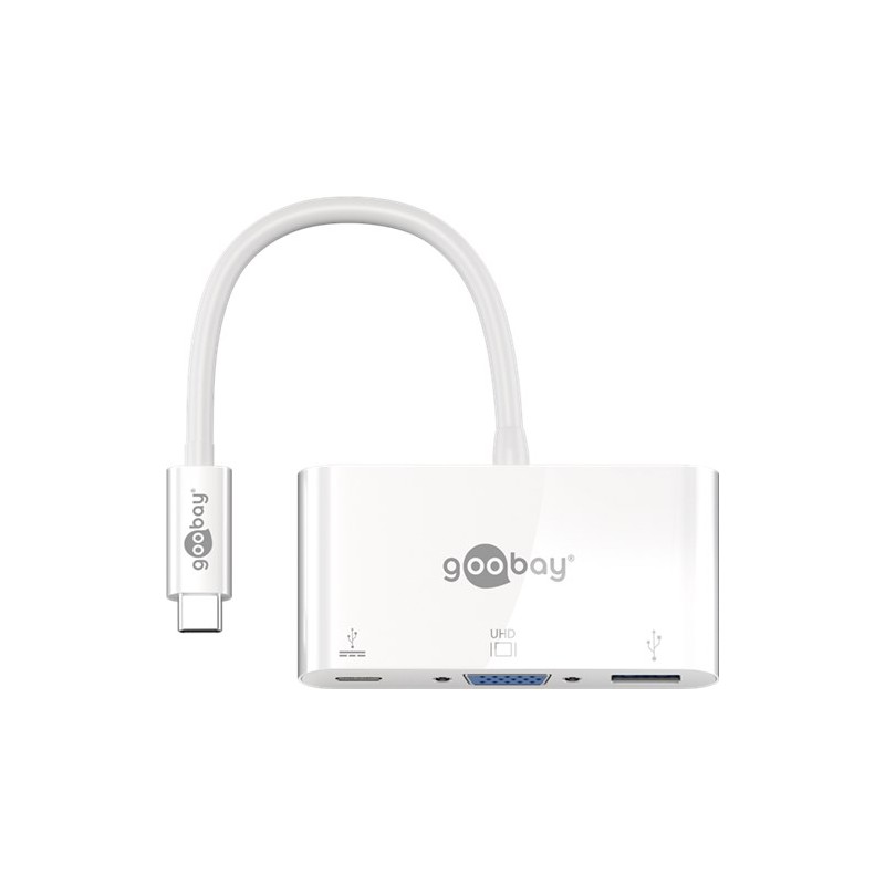 Adaptor multiport USB-C la VGA, USB A 3.0 0.15m alb, Goobay