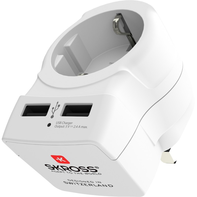 Adaptor priza Skross 1.500280 SHUKO - UK cu 2x USB Adaptor priza Skross 1.500280 SHUKO - UK cu 2x USB