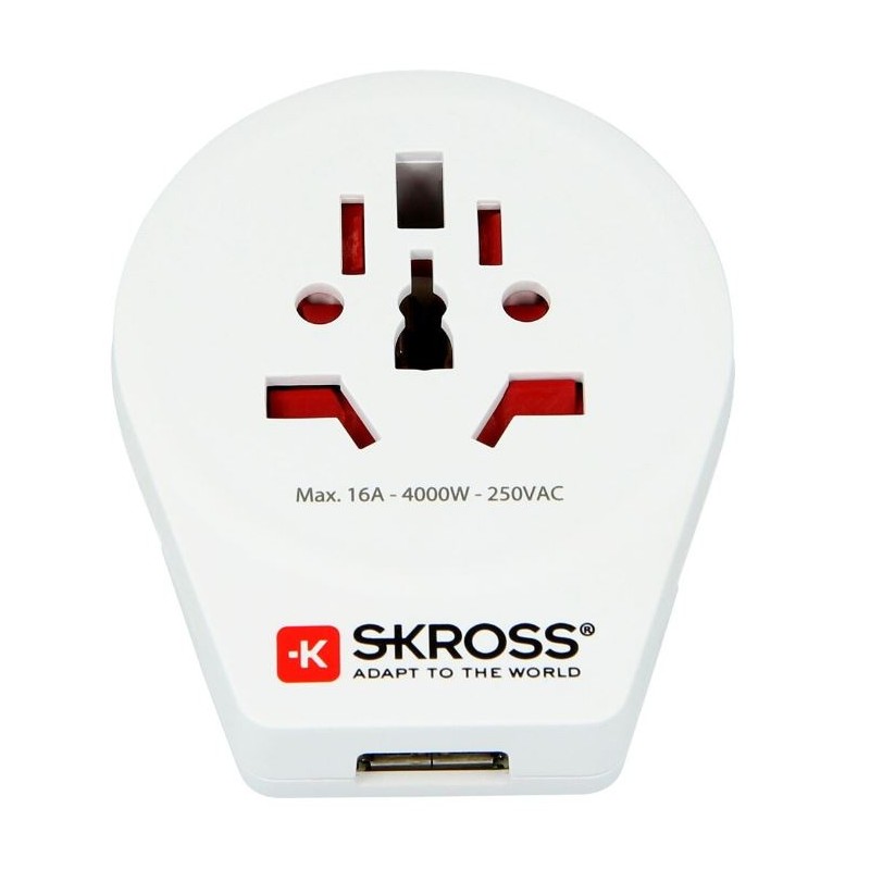 Adaptor priza Skross 1.500266, universal World - EU cu USB