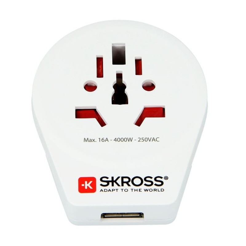 Adaptor priza Skross 1.500266, universal World - EU cu USB Adaptor priza Skross 1.500266, universal World - EU cu USB
