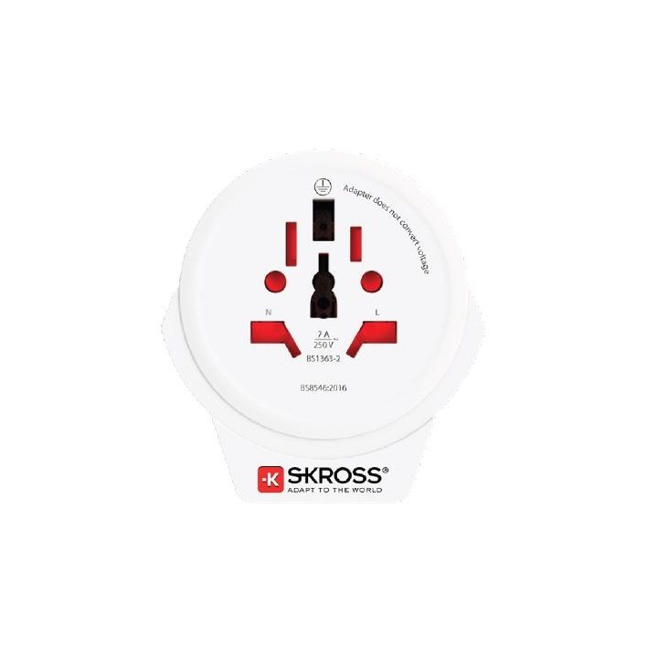 Adaptor priza universal Skross 1.500267, World la UK cu USB