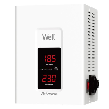 Stabilizator automat de tensiune Well Perfomance cu servo motor 1000VA/600W, alb
