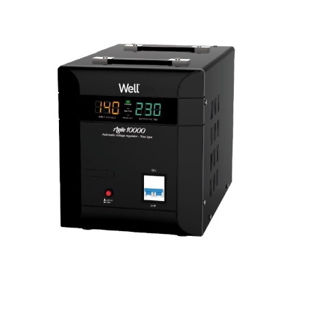 Stabilizator automat de tensiune Agile 10000VA/7000W, negru, Well
