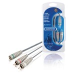 Cablu audio stereo 2x RCA tata - 3.5 mm mama 1.0m albastru, Bandridge