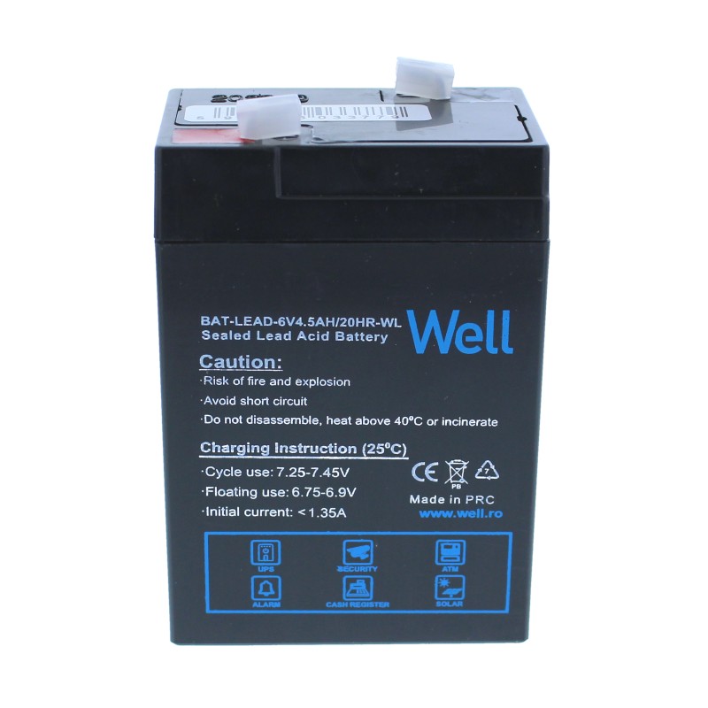 Acumulator plumb acid Well 6V 4.5AH, terminal T1 Acumulator plumb acid Well 6V 4.5AH, terminal T1