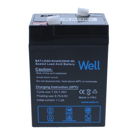 Acumulator plumb acid Well 6V 4AH, terminal T1