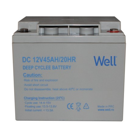 Acumulator plumb acid deep cycle Well 12V 45AH, terminal M6
