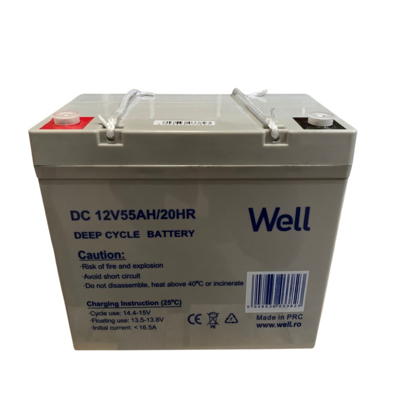 Acumulator plumb acid deep cycle Well 12V 55AH, terminal M8