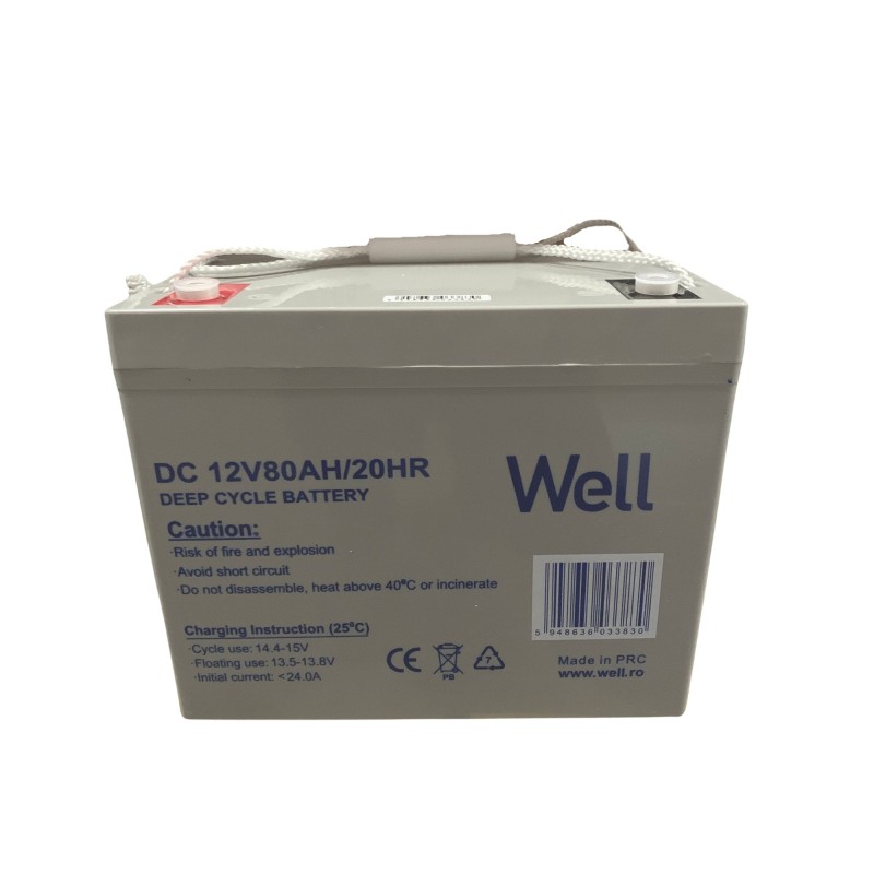 Acumulator plumb acid deep cycle Well 12V 80AH, terminal M8 Acumulator plumb acid deep cycle Well 12V 80AH, terminal M8