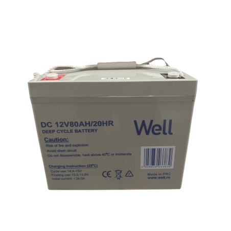 Acumulator plumb acid deep cycle Well 12V 80AH, terminal M8