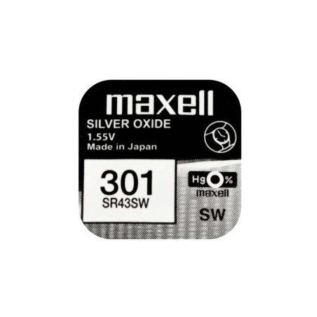Baterie ceas Maxell SR43SW V301 AG12 1.55V, oxid de argint, 10buc/cutie