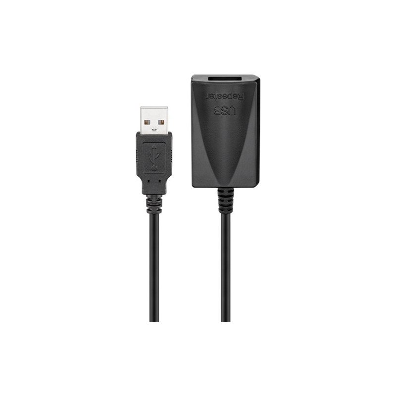 cablu extensie usb 2.0 a tata - usb 2.0 a mama activ, 5m, negru, goobay