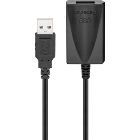 cablu extensie usb 2.0 a tata - usb 2.0 a mama activ, 5m, negru, goobay