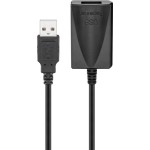 cablu extensie usb 2.0 a tata - usb 2.0 a mama activ, 5m, negru, goobay