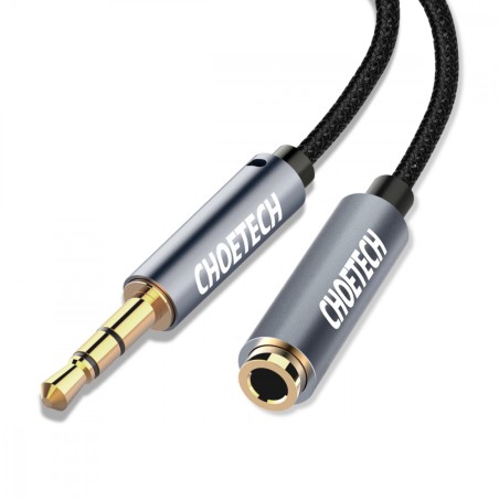 cablu audio jack stereo choetech aux001 3.5mm tata - 3.5mm mama, 2m, negru