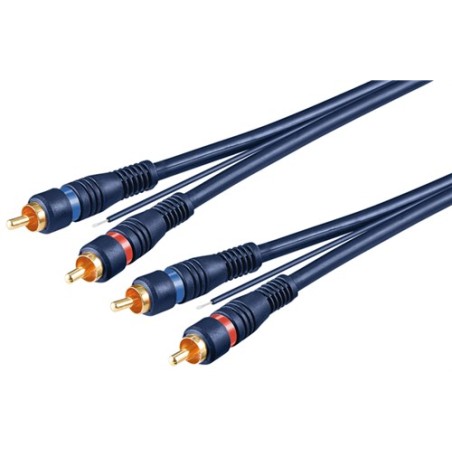 cablu audio 2x rca tata - 2x rca tata albastru 5m