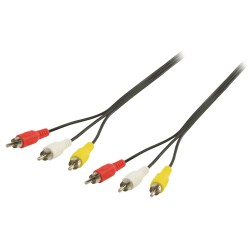 cablu audio 3x rca tata - 3x rca tata 1.5m, set 6 blistere, well