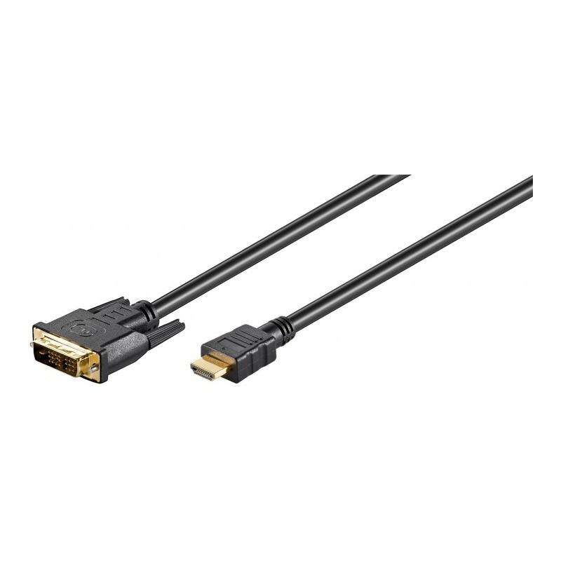 cablu hdmi-d 19p tata - dvi-d 18+1p single link tata 1m, aurit cablu hdmi-d 19p tata - dvi-d 18+1p single link tata 1m, aurit