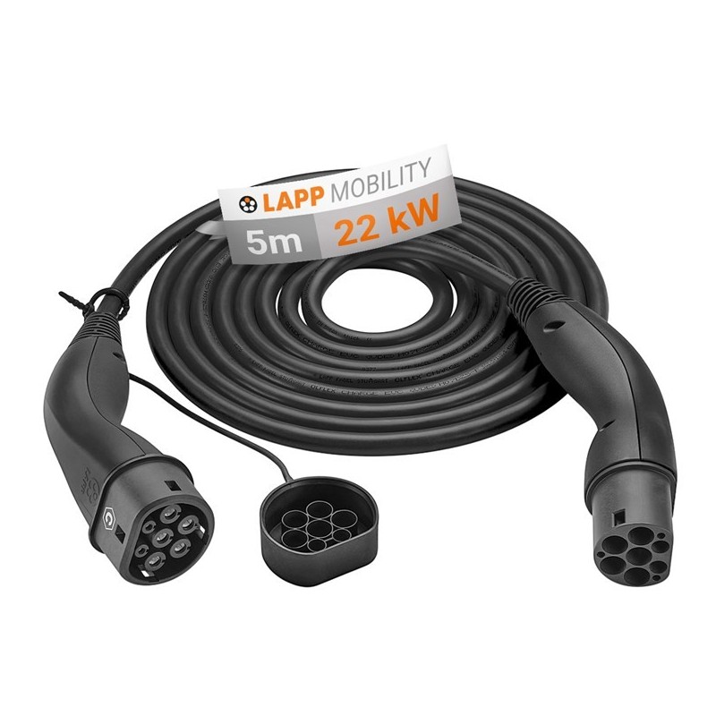 cablu de incarcare masini electrice lapp 5555935003 helix, type 2, 32a, 22kw, 5m, negru