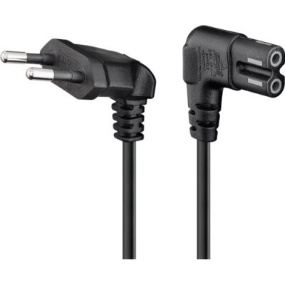 cablu de alimentare pt. tv cu conectori cotiti cee 7/16 -  iec-60320-c7 negru 3m, goobay
