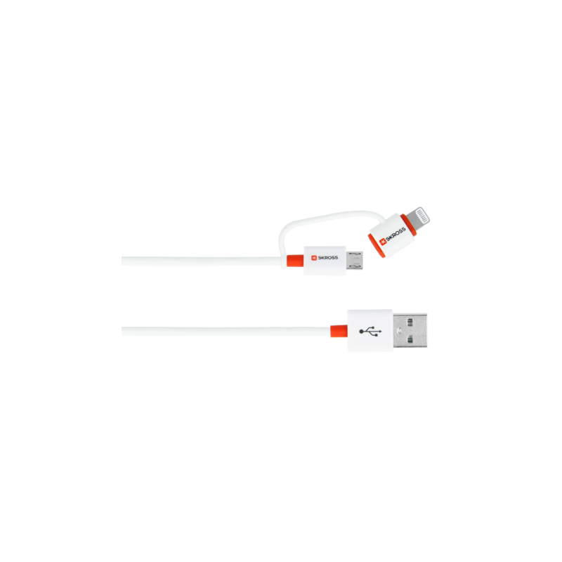 cablu usb 2.0 a tata - micro usb, lightning, 1m, alb, essentials line skross