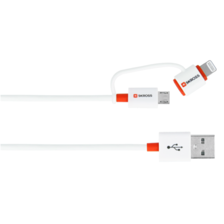 cablu usb 2.0 a tata - micro usb, lightning, 1m, alb, essentials line skross