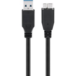 cablu hdd extern usb 3.0 a tata - usb 3.0 micro tata (tip b), 1.8m, negru, goobay