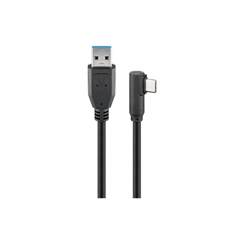 cablu usb 3.0 a tata - usb-c unghi 90 grade, 2m, negru, goobay