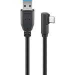 cablu usb 3.0 a tata - usb-c unghi 90 grade, 2m, negru, goobay