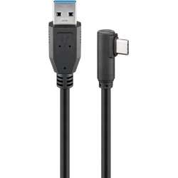 cablu usb 3.0 a tata - usb-c unghi 90 grade, 0.5m, negru, goobay
